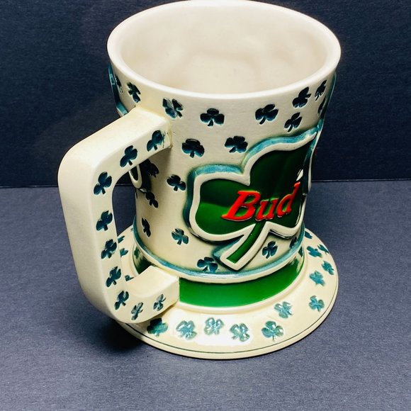 Vintage Budweiser St. Patrick's Day Tip O' The Hat Beer Mug Stein 1995 Shamrocks - Picture 6 of 12